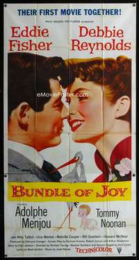 p260 BUNDLE OF JOY three-sheet movie poster '57 Debbie Reynolds, Fisher