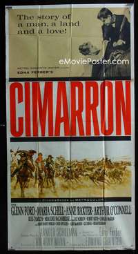 p268 CIMARRON three-sheet movie poster '60 Anthony Mann, Glenn Ford