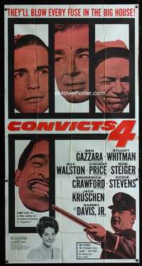 p270 CONVICTS 4 three-sheet movie poster '62 Ben Gazzara, Rod Steiger