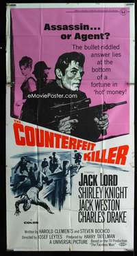 p271 COUNTERFEIT KILLER three-sheet movie poster '68 Assassin Or Agent?