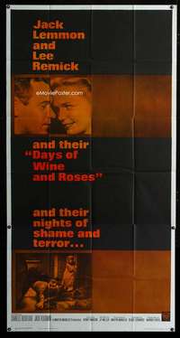 p280 DAYS OF WINE & ROSES three-sheet movie poster '63 Jack Lemmon, Remick