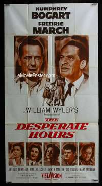 p283 DESPERATE HOURS three-sheet movie poster '55 Humphrey Bogart, March