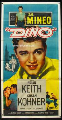 p289 DINO three-sheet movie poster '57 Sal Mineo, Brian Keith, Kohner