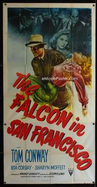 p303 FALCON IN SAN FRANCISCO three-sheet movie poster '45 Tom Conway