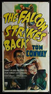p305 FALCON STRIKES BACK three-sheet movie poster '43 Tom Conway, The Falcon