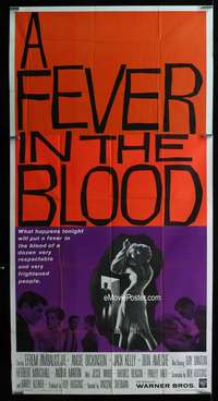 p309 FEVER IN THE BLOOD three-sheet movie poster '61 sexy Angie Dickinson!