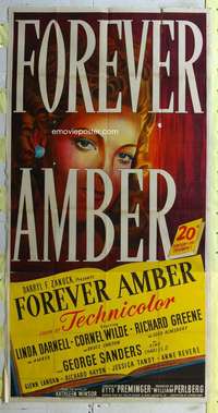 p316 FOREVER AMBER three-sheet movie poster '47 Linda Darnell stone litho!