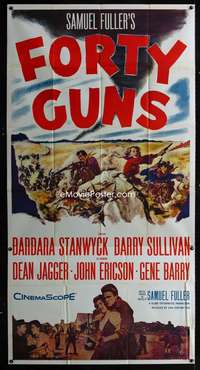 p317 FORTY GUNS three-sheet movie poster '57 Samuel Fuller, Barbara Stanwyck