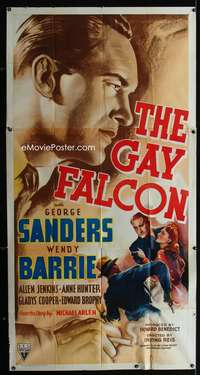 p325 GAY FALCON three-sheet movie poster '41 George Sanders, Wendy Barrie