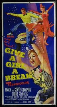 p331 GIVE A GIRL A BREAK three-sheet movie poster '53 Marge & Gower Champion