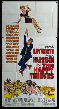 p352 HAPPY THIEVES three-sheet movie poster '62 Rita Hayworth, Harrison