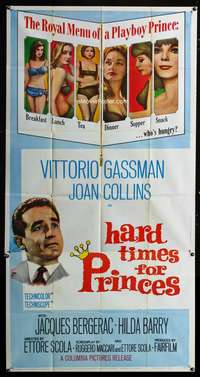 p354 HARD TIMES FOR PRINCES three-sheet movie poster '65 sexy Joan Collins!