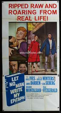 p403 LET NO MAN WRITE MY EPITAPH three-sheet movie poster '60 Burl Ives