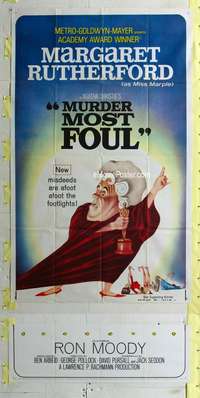 p440 MURDER MOST FOUL three-sheet movie poster '64 Margaret Rutherford