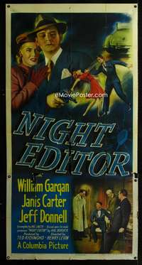 p447 NIGHT EDITOR three-sheet movie poster '46 William Gargan, Janis Carter