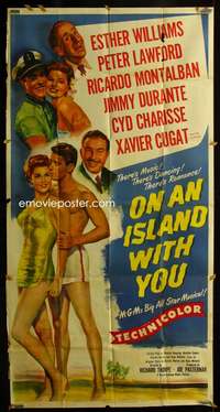 p461 ON AN ISLAND WITH YOU three-sheet movie poster '48 Richard Thorpe