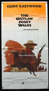 p466 OUTLAW JOSEY WALES int'l three-sheet movie poster '76 Clint Eastwood