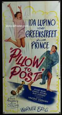 p471 PILLOW TO POST three-sheet movie poster '45 Ida Lupino, Louis Armstrong!