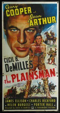 p472 PLAINSMAN three-sheet movie poster R46 Gary Cooper, Arthur