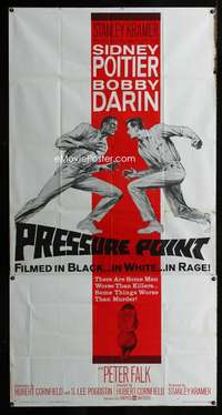 p476 PRESSURE POINT three-sheet movie poster '62 Sidney Poitier, Bobby Darin