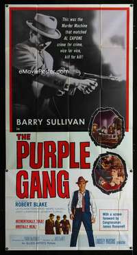 p478 PURPLE GANG three-sheet movie poster '59 Robert Blake, Barry Sullivan