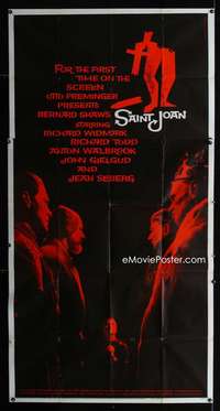 p499 SAINT JOAN three-sheet movie poster '57 Jean Seberg, Otto Preminger