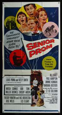p511 SENIOR PROM three-sheet movie poster '58 Louis Prima, rock 'n' roll!