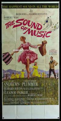 p533 SOUND OF MUSIC three-sheet movie poster '65 classic Julie Andrews!