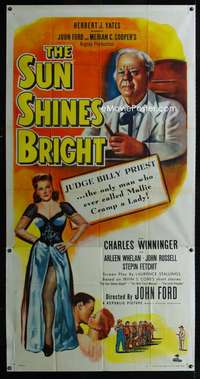 p542 SUN SHINES BRIGHT three-sheet movie poster '53 John Ford, Winninger