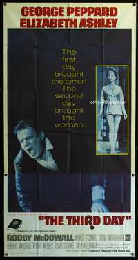 p564 THIRD DAY three-sheet movie poster '65 George Peppard, Liz Ashley