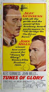 p576 TUNES OF GLORY three-sheet movie poster '60 John Mills, Alec Guinness