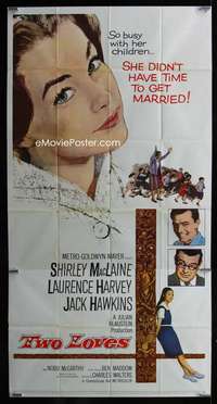p577 TWO LOVES three-sheet movie poster '61 Shirley MacLaine, Laurence Harvey