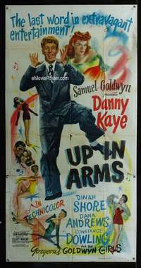 p583 UP IN ARMS three-sheet movie poster '44 Danny Kaye, Dinah Shore