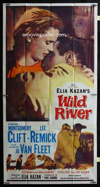p600 WILD RIVER three-sheet movie poster '60 Elia Kazan, Montgomery Clift