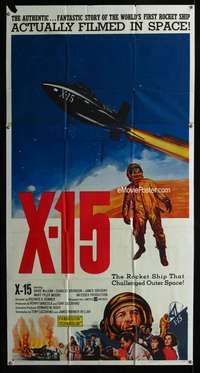 p610 X-15 three-sheet movie poster '61 space astronaut Charles Bronson!