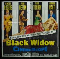 p013 BLACK WIDOW six-sheet movie poster '54 Ginger Rogers, Gene Tierney