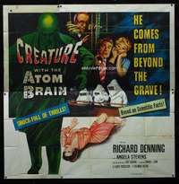 p021 CREATURE WITH THE ATOM BRAIN six-sheet movie poster '55 sci-fi horror!
