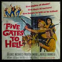 p033 FIVE GATES TO HELL six-sheet movie poster '59 James Clavell, Michaels