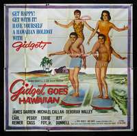 p038 GIDGET GOES HAWAIIAN six-sheet movie poster '61 cool surfing image!