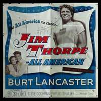 p046 JIM THORPE ALL AMERICAN six-sheet movie poster '51 Burt Lancaster