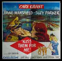 p052 KISS THEM FOR ME six-sheet movie poster '57 Cary Grant, Jayne Mansfield