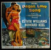 p078 PAGAN LOVE SONG six-sheet movie poster '50 sexy Esther Williams, Keel
