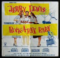 p086 ROCK-A-BYE BABY six-sheet movie poster '58 Jerry Lewis with triplets!