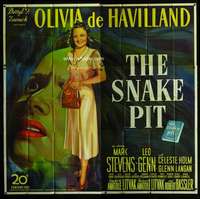 p089 SNAKE PIT six-sheet movie poster '49 crazy Olivia de Havilland!