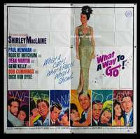 p109 WHAT A WAY TO GO six-sheet movie poster '64 Shirley MacLaine, Newman