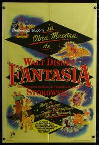 p676 FANTASIA Argentinean movie poster R50s Mickey Mouse, Disney