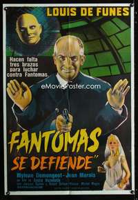 p677 FANTOMAS STRIKES BACK Argentinean movie poster '66 Jean Marais, French
