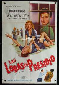 p691 GIRLS IN PRISON Argentinean movie poster '56 bad girl catfight!