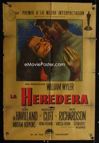 p705 HEIRESS Argentinean movie poster '49 William Wyler, de Havilland