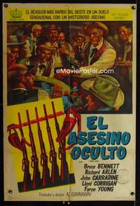p707 HIDDEN GUNS Argentinean movie poster '56 Bruce Bennett, Arlen